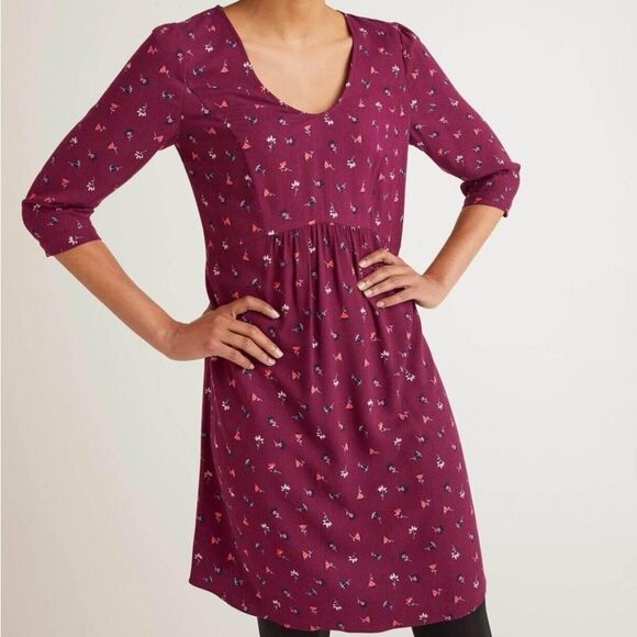 Boden Dresses & Skirts - Boden Eliza Dress in Burgundy Floral Ruby Ring Country Ditsy Size US 6 Spring